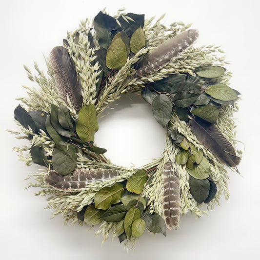 Dried and Preserved Turkey Feather Glade Wreath