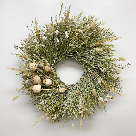 Dried Poppy and Oat Wreath