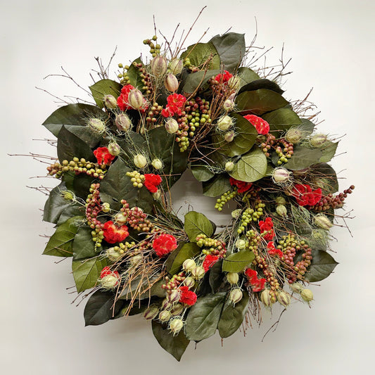 Dried and Preserved Celosia Berries Wreath