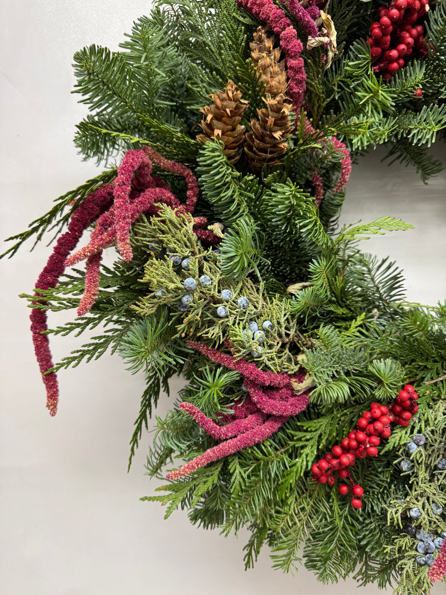 Fresh Evergreens Amaranth Everlasting Wreath