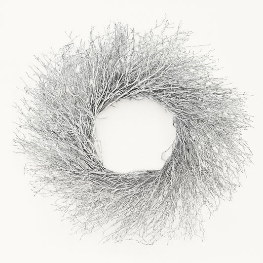 Dried Quail Brush Silver Twig Wreath