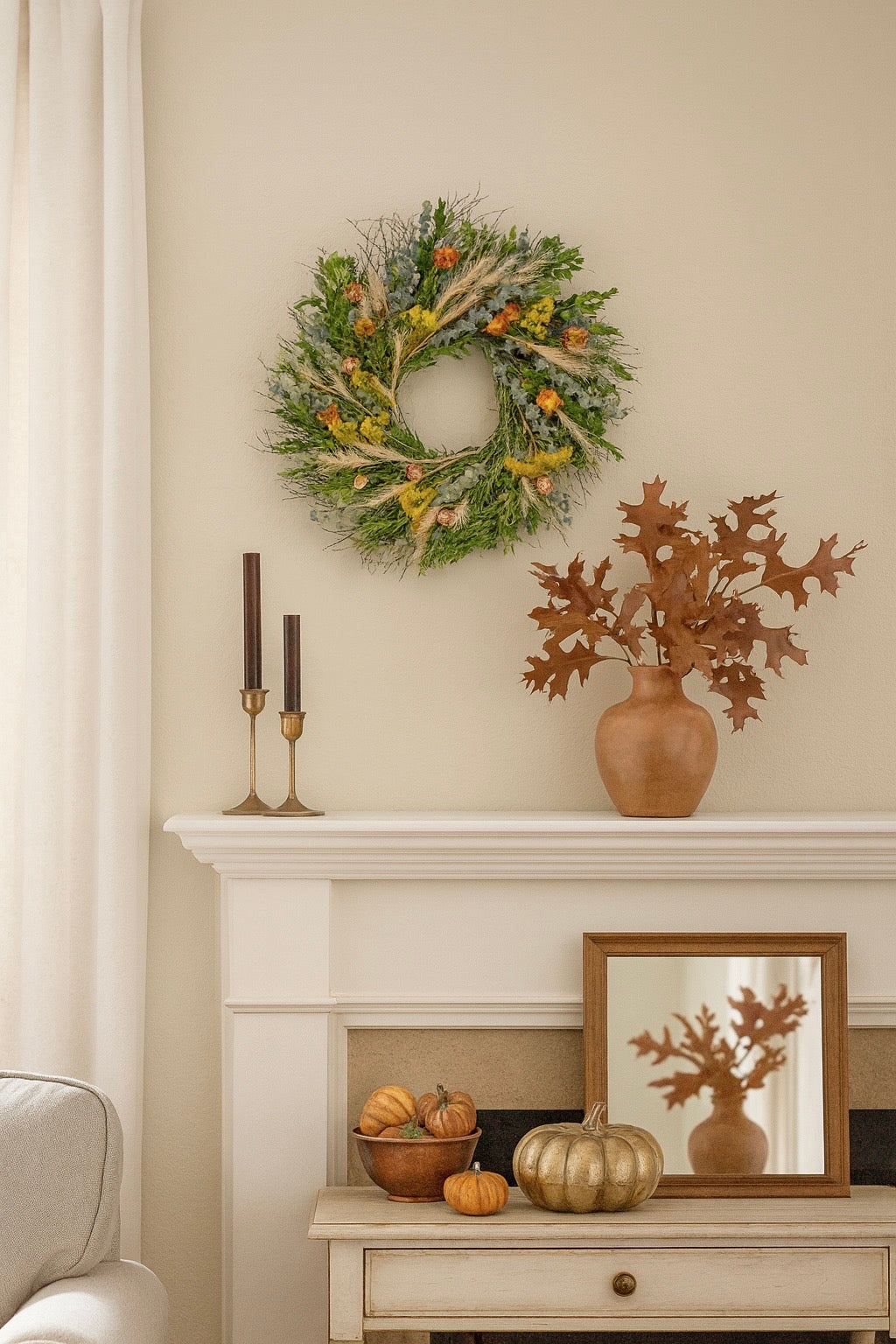 Dried Sunflare Harvest Wreath