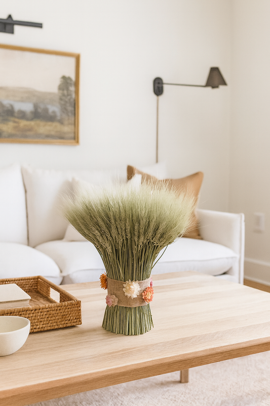 Dried Harvest Bloom Wheat Stack Centerpiece