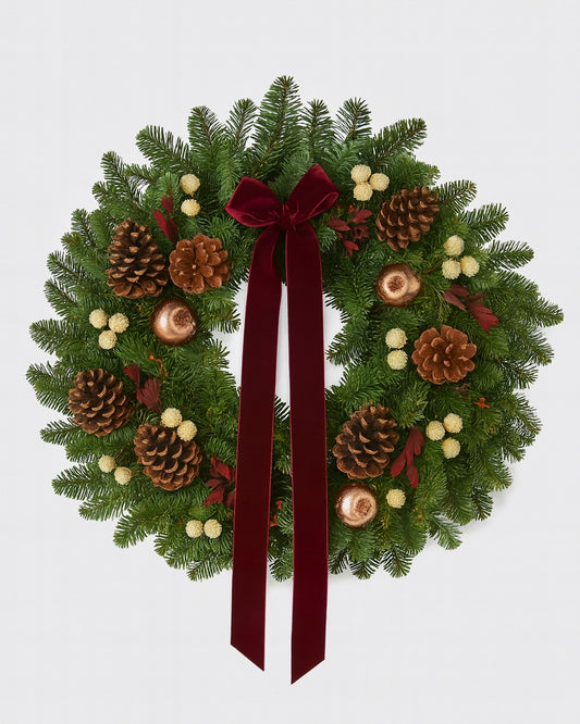 Fresh Evergreens Alpine Garnet Wreath