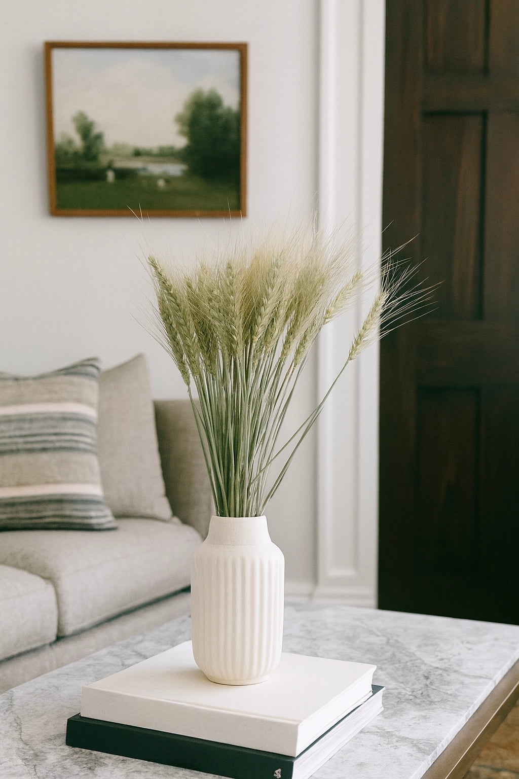 Dried Sunwashed Dusty Green Wheat Bouquet