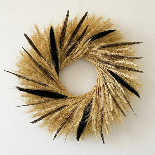 Dried Midnight Wheat Wreath