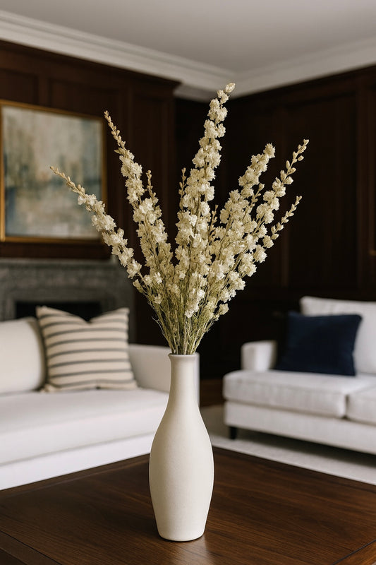 Dried Ivory White Larkspur Bouquet