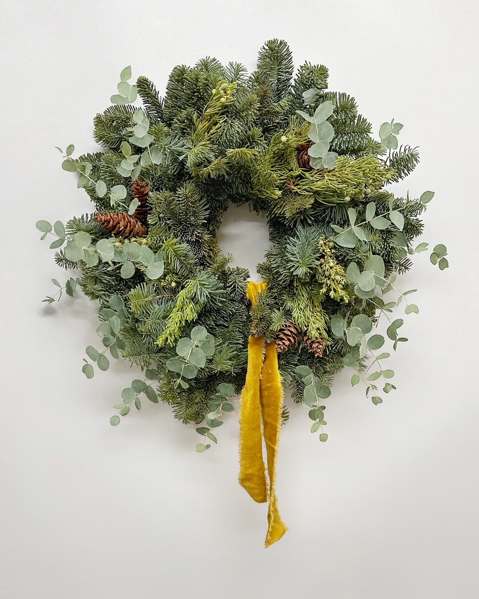 Fresh Evergreens Honey Velvet Wreath