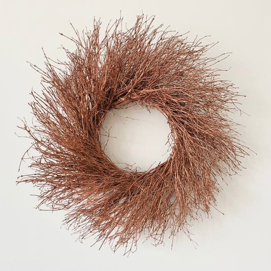 Dried Quail Brush Metallic Copper Twig Wreath