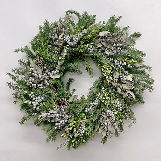 Fresh Evergreens Silver Midnight Wreath