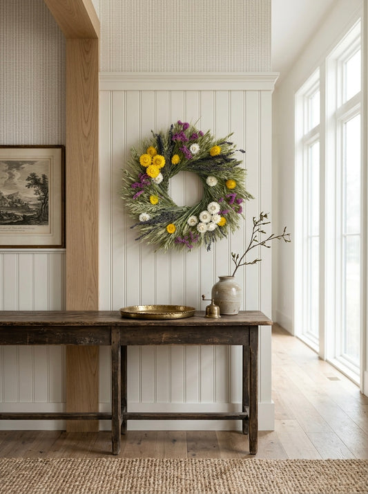 Dried Pastoral Strawflowers Wreath