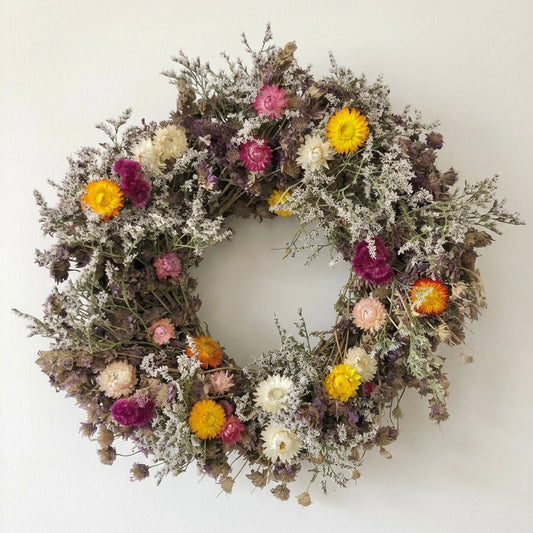 Dried Summer Strawflowers Wreath