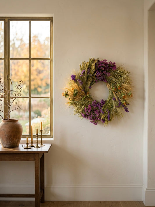 Dried Amaranthine Wheel Wreath