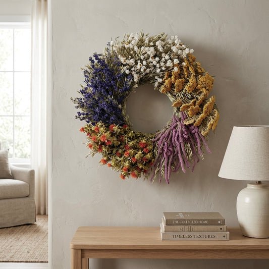 Dried Gathered Wildflower Wheel Wreath