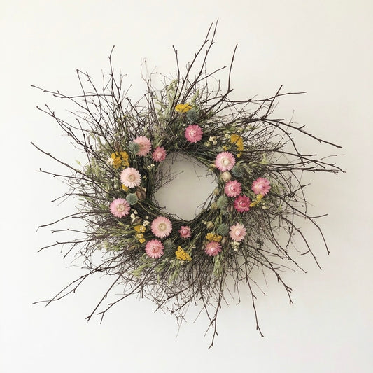 Dried Pastel Hedge Wreath