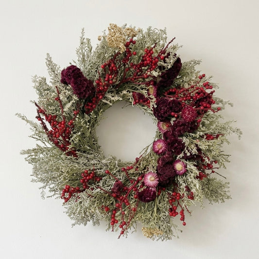 Dried Burgundy Bramble Wreath