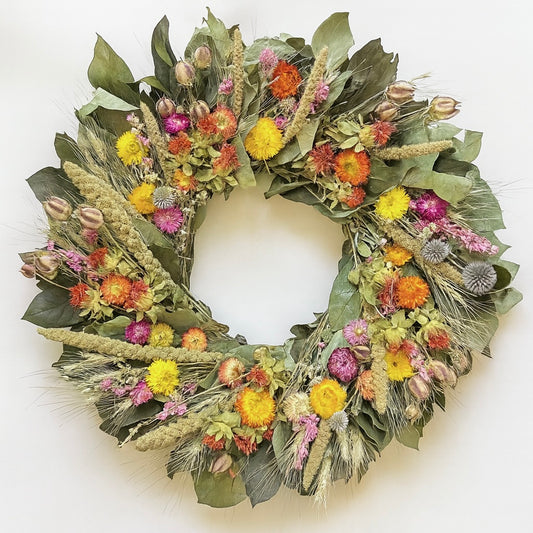 Dried and Preserved Hayfield Cottage Wreath