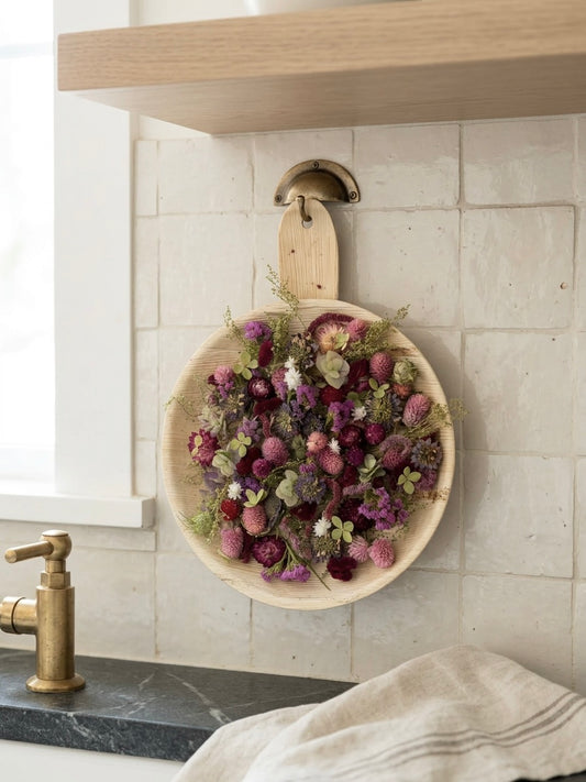 Dried Wildflower Pan Floral Palm Leaf Wall Art