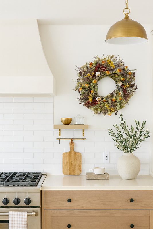 Dried Chili Peppers and Garlic Herbal Wreath