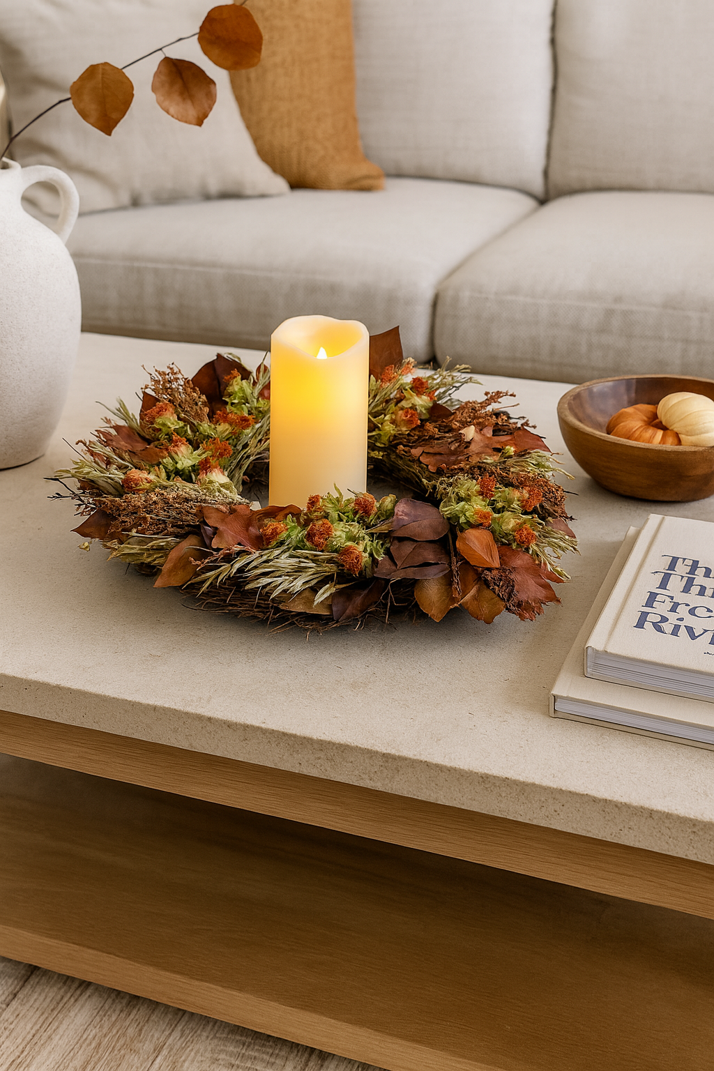 Dried and Preserved Whispers of October Wreath