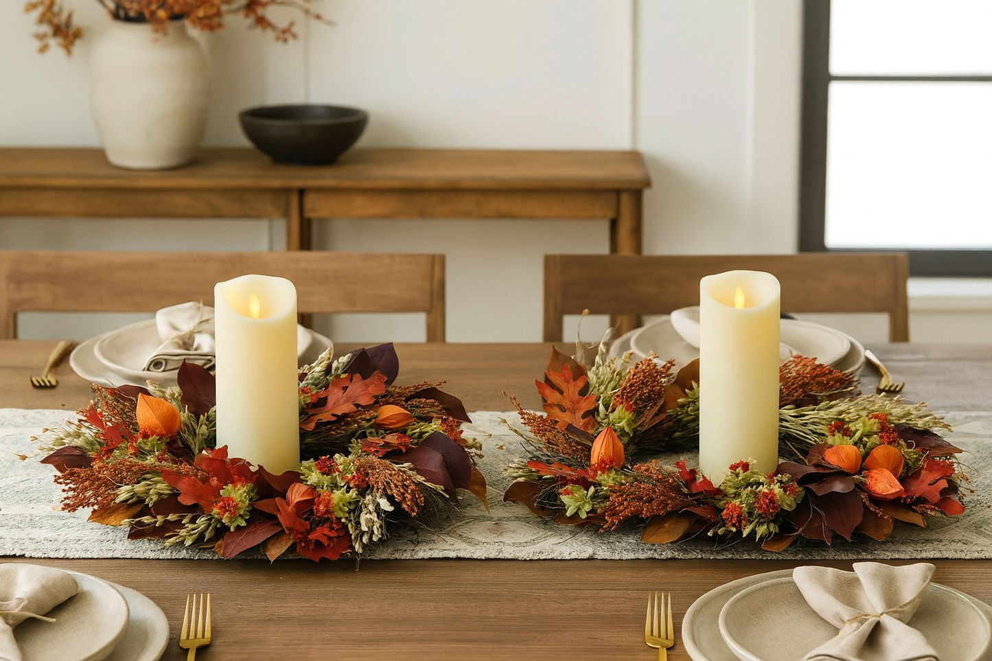 Dried and Preserved Whispers of October Wreath