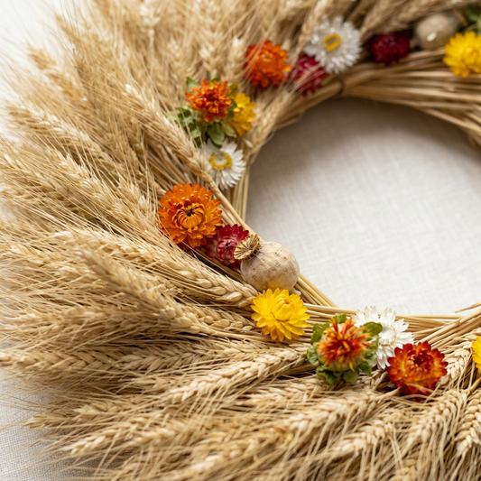 Dried Wheat Halo Wreath
