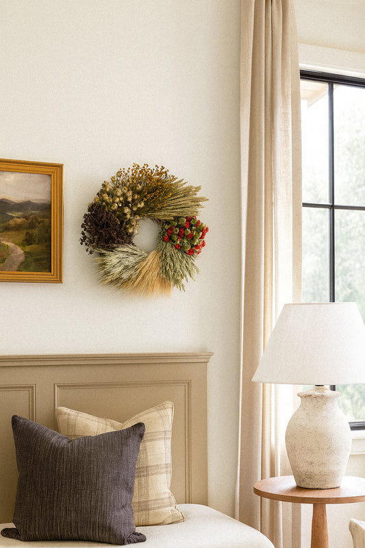 Dried Honeyvale Wheel Wreath