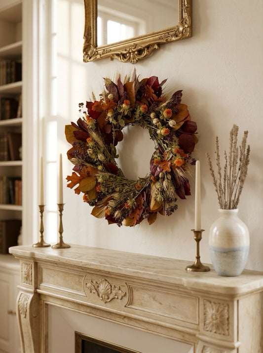 Dried and Preserved Safflower Vale Wreath