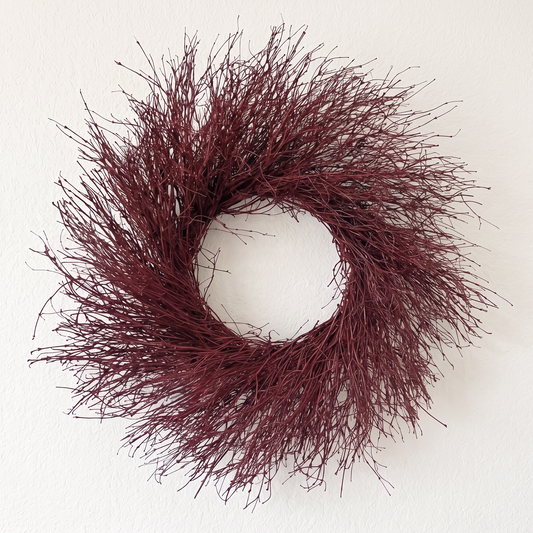 Dried Quail Brush Burgundy Cranberry Twig Wreath