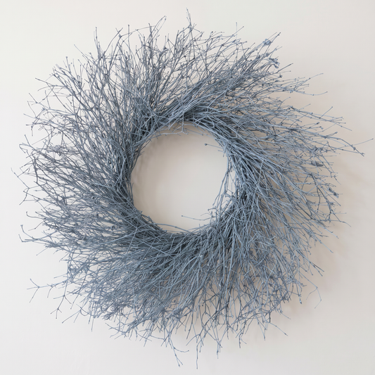 Dried Quail Brush French Blue Twig Wreath