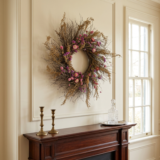 Dried Pink Sauvage Wreath