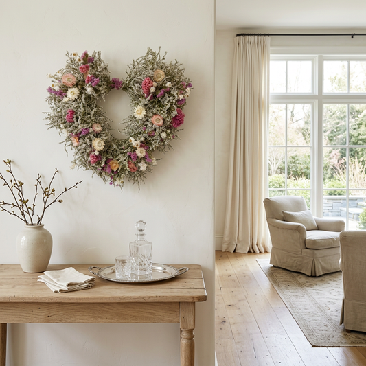 Dried Blushing Heart Wreath