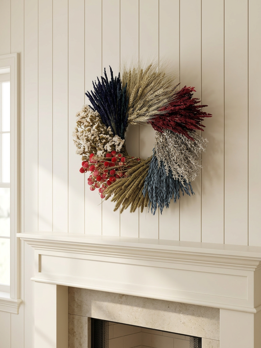 Dried Independence Wheel Wreath
