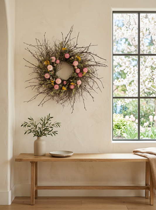 Dried Pastel Hedge Wreath