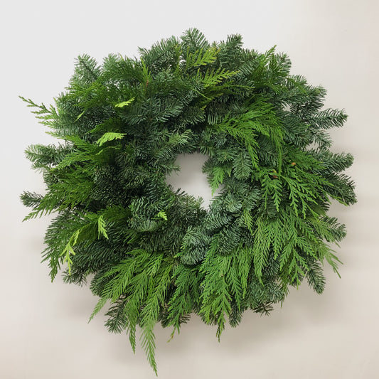 Fresh Evergreens Draping Cedar Wreath
