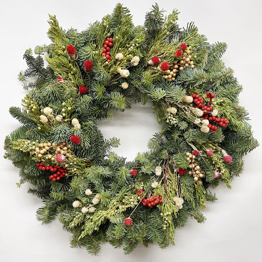 Fresh Evergreens Merry Berry Wreath