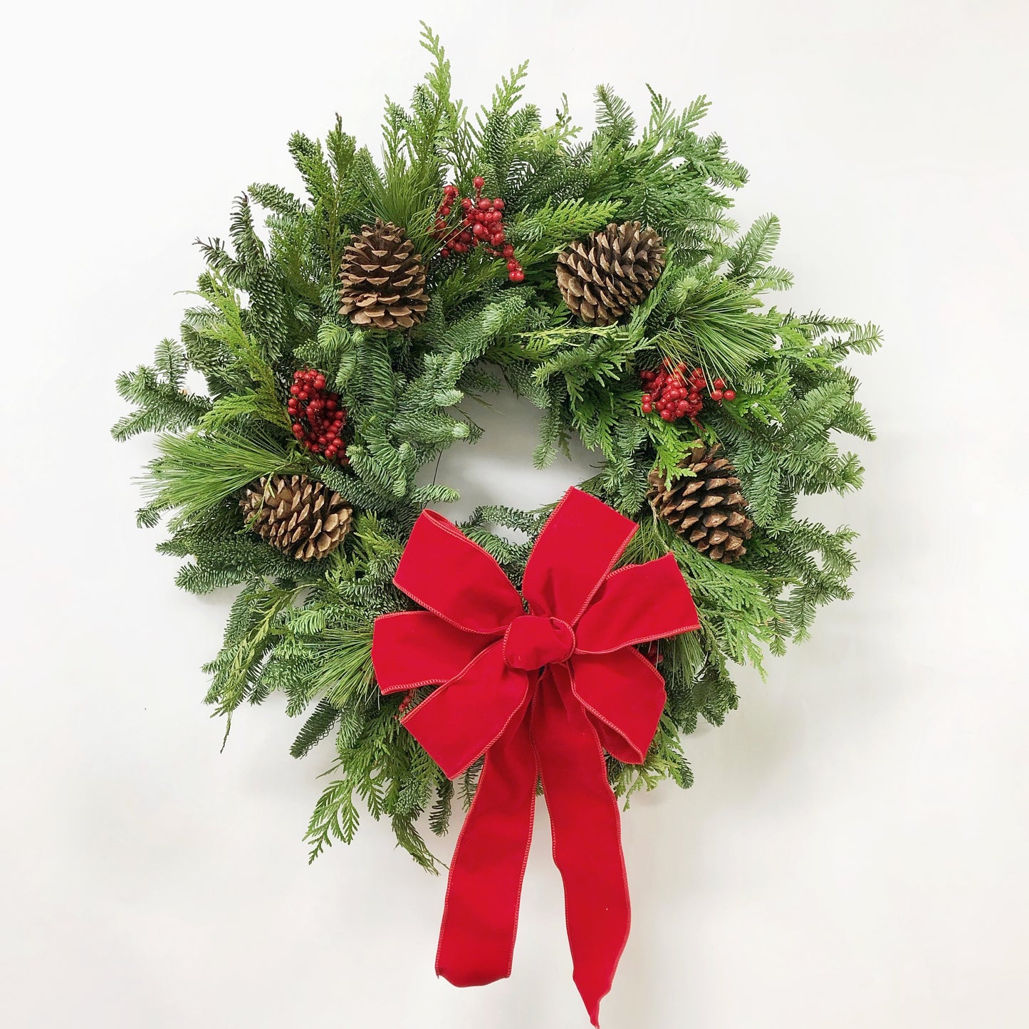 Fresh Evergreens Traditional Christmas Wreath