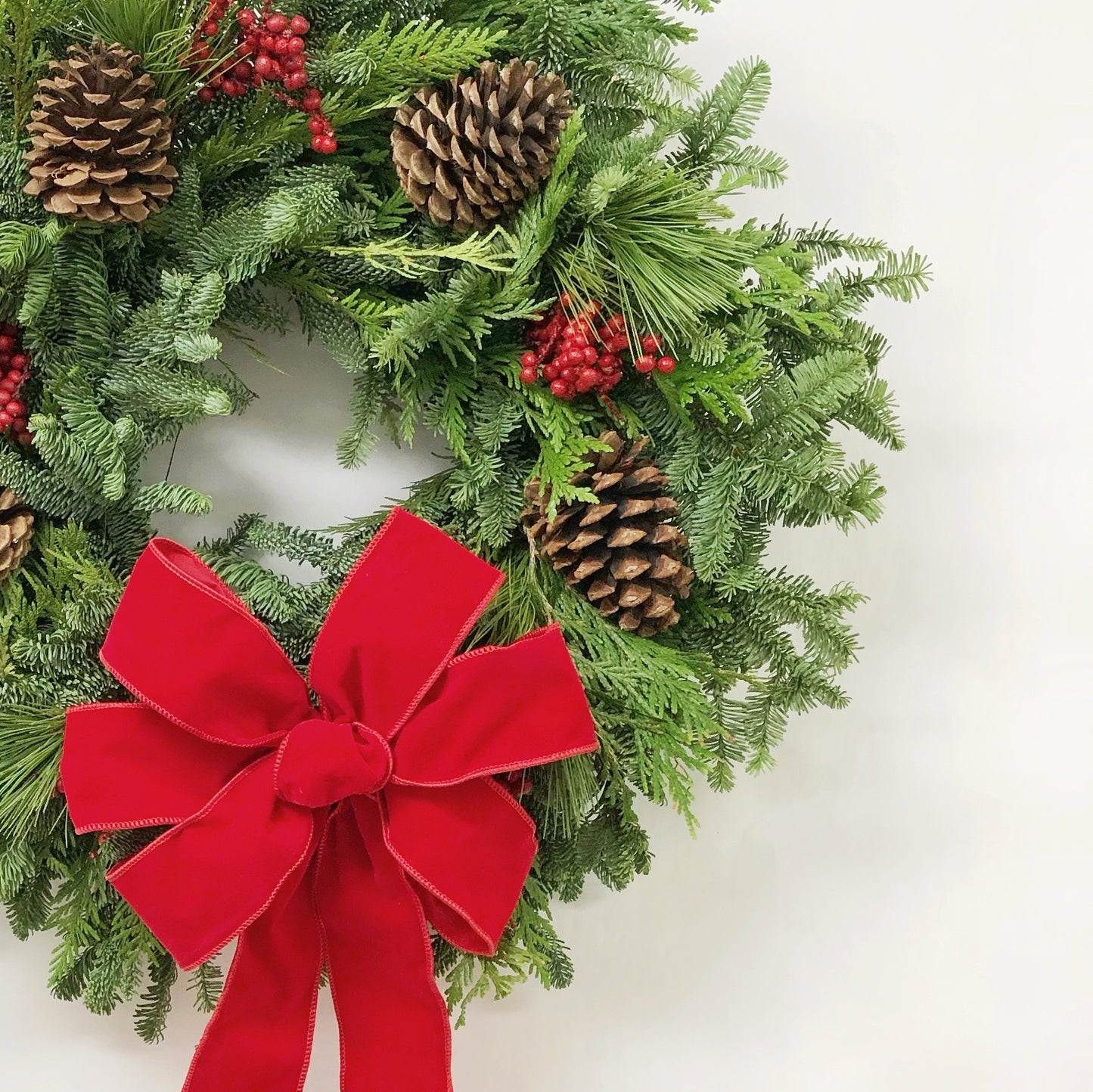Fresh Evergreens Traditional Christmas Wreath