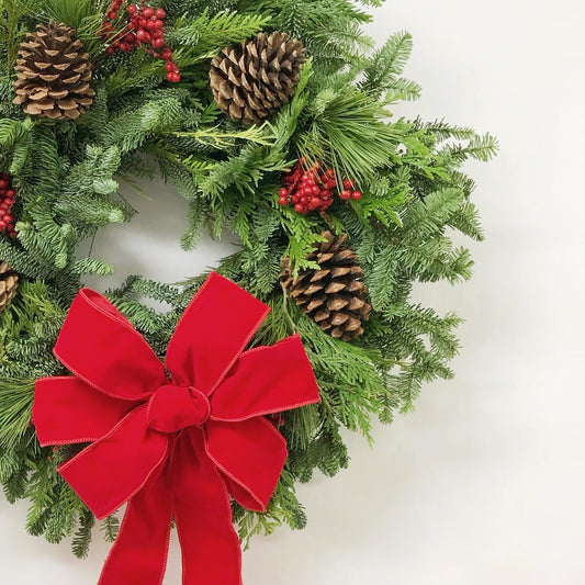 Fresh Evergreens Traditional Christmas Wreath