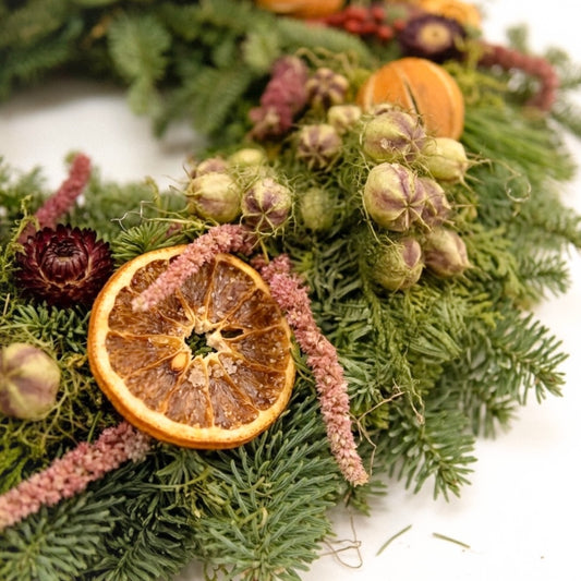 Fresh Evergreens Nostalgic Citrus Wreath
