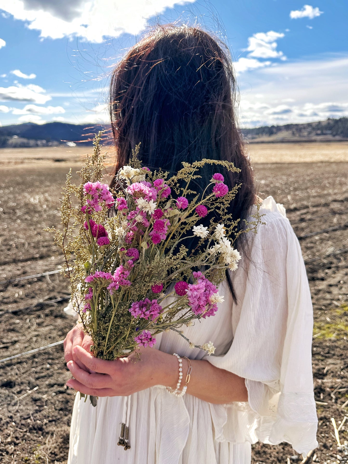 Dried Flowering Magenta Bouquet