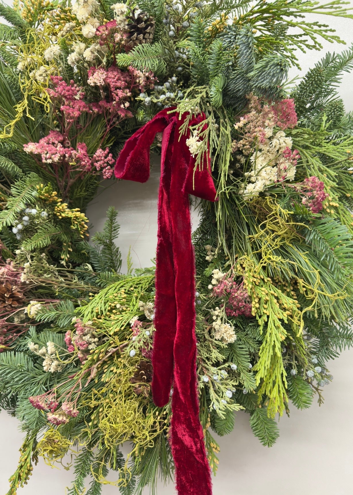 Fresh Evergreens Mossy Blush Wreath