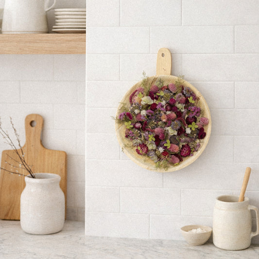 Dried Wildflower Pan Floral Palm Leaf Wall Art