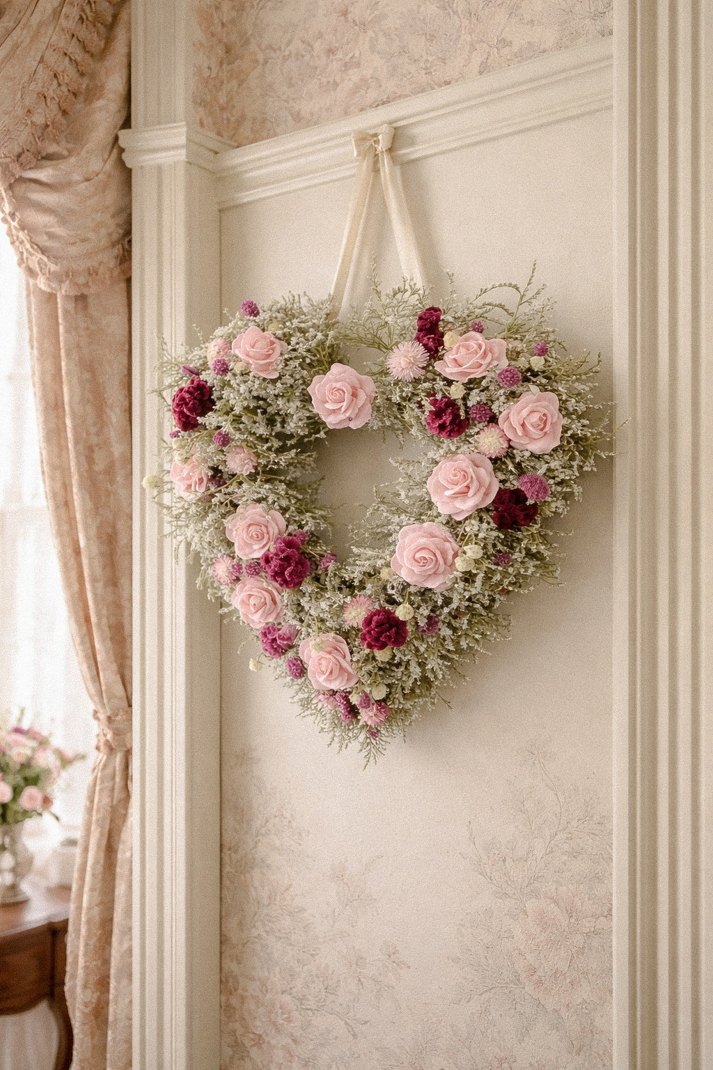 Dried Romance Blush Heart Wreath