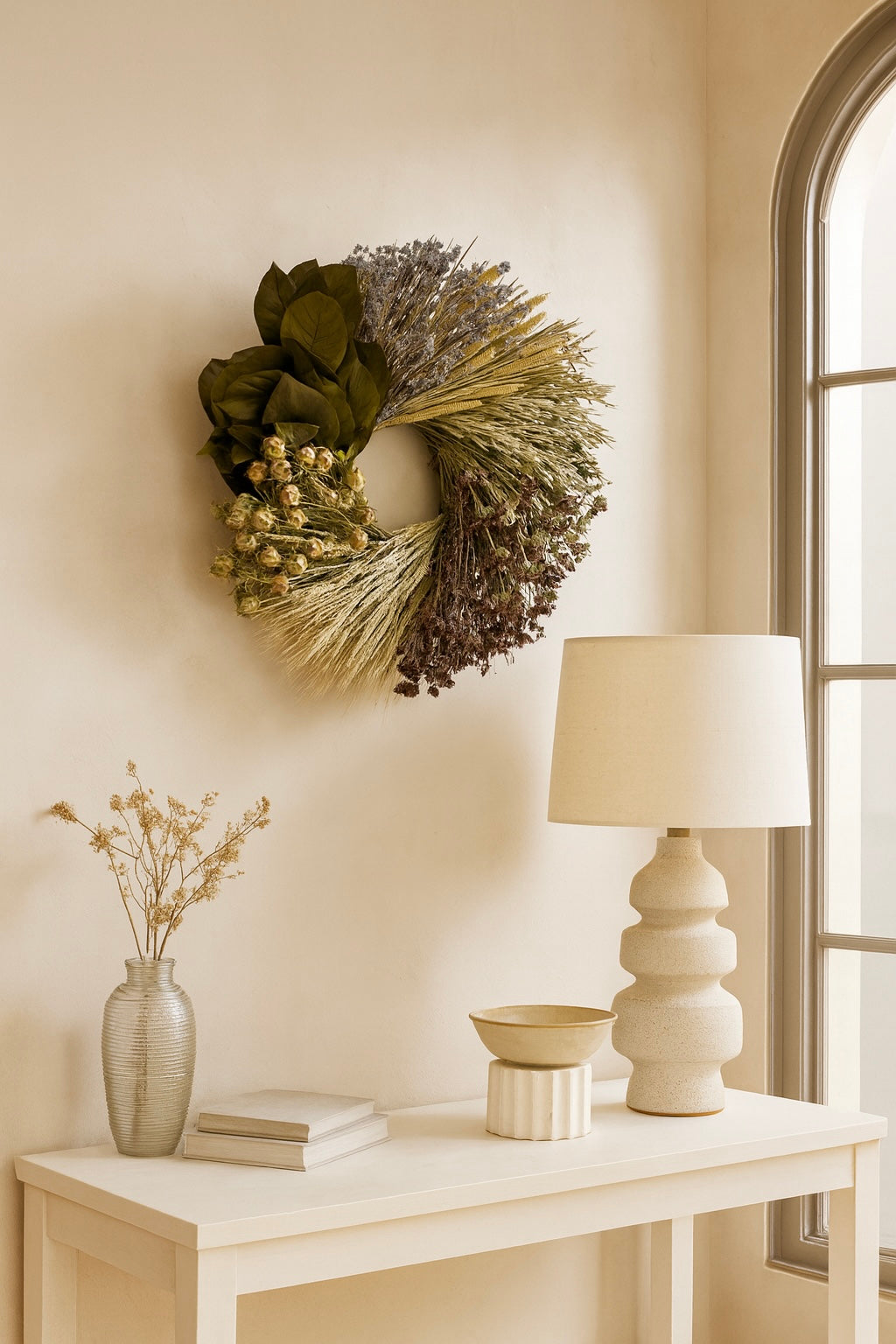 Dried and Preserved Amaris Wheel Wreath