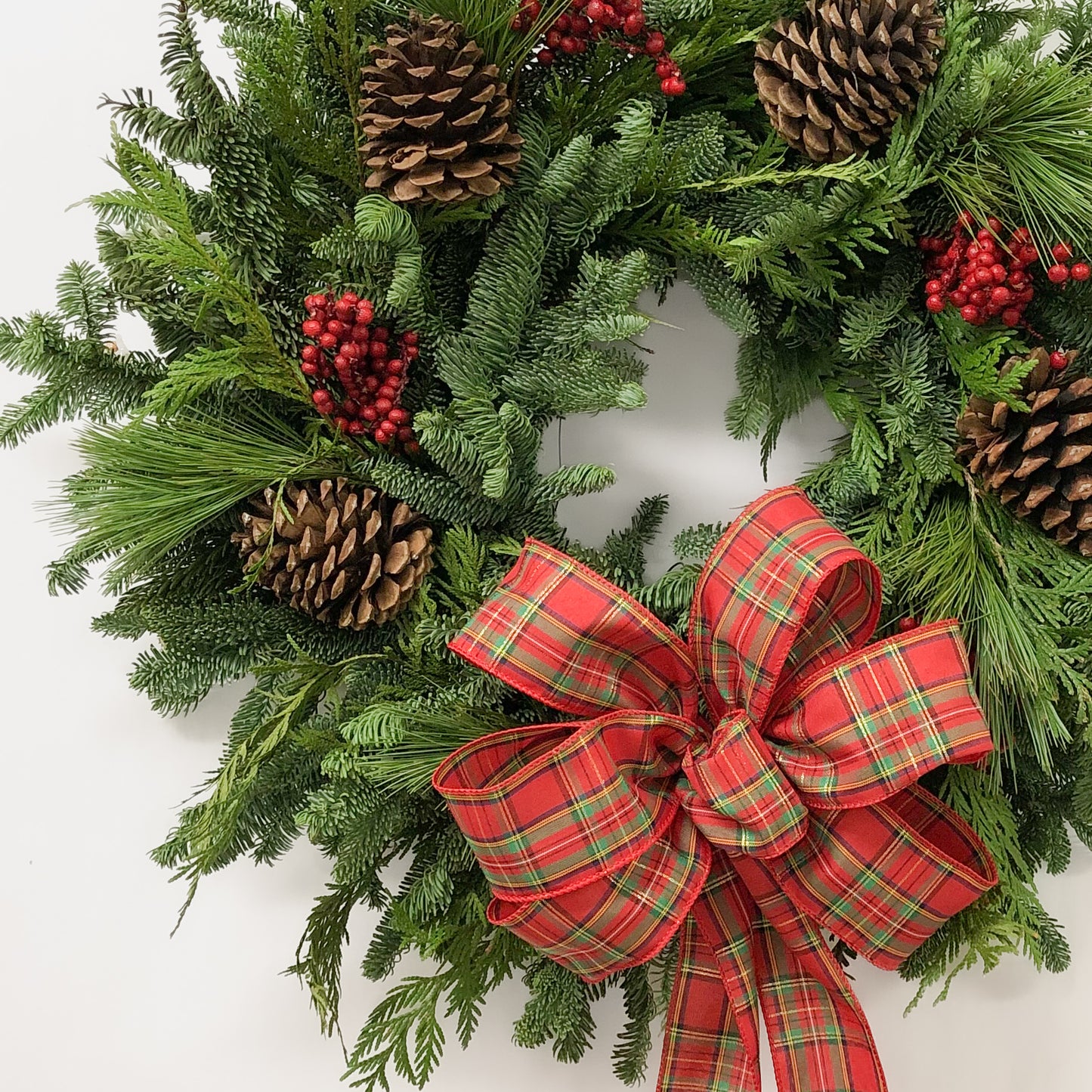 Fresh Evergreens Tidings of Joy Wreath