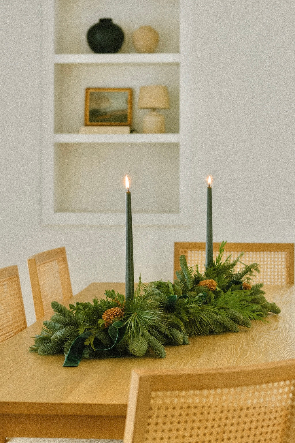 Fresh Evergreens Emerald Velvet Centerpiece