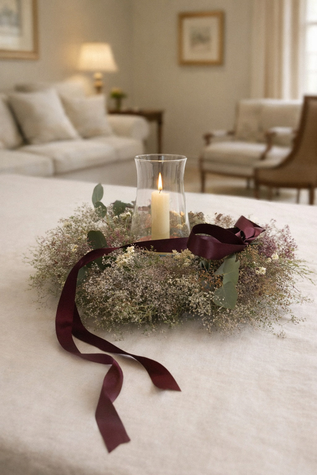 Dried Pearly Gypsophila Centerpiece