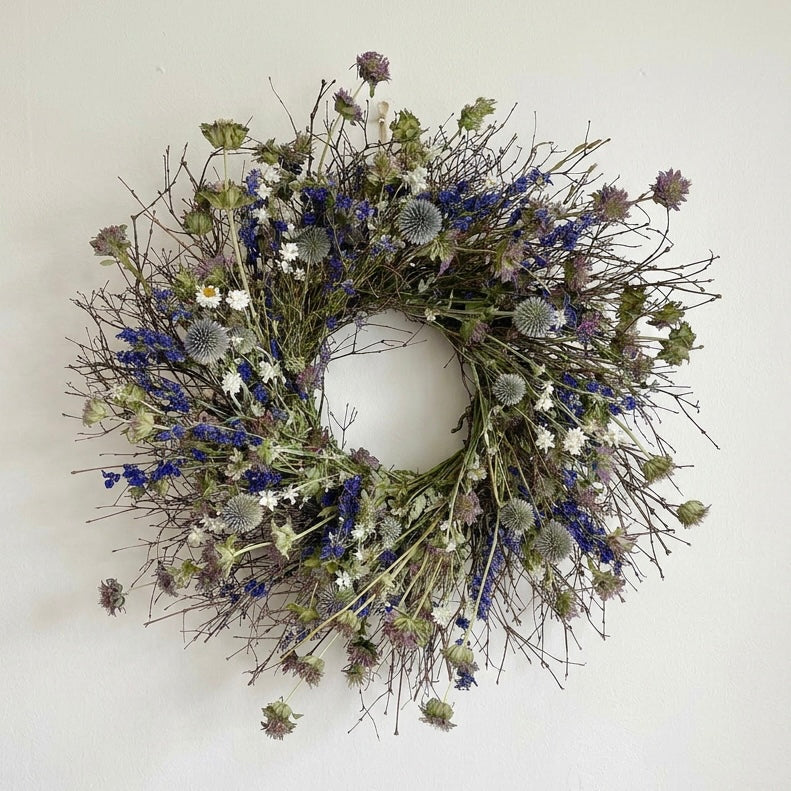 Dried Blue Wildflower Wreath
