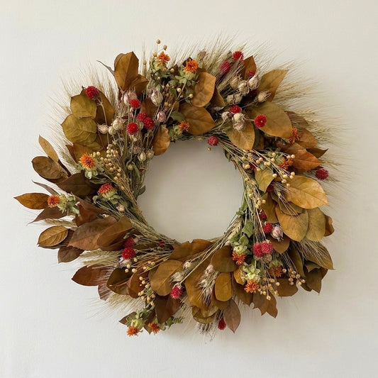 Dried and Preserved Fall Skies Wreath
